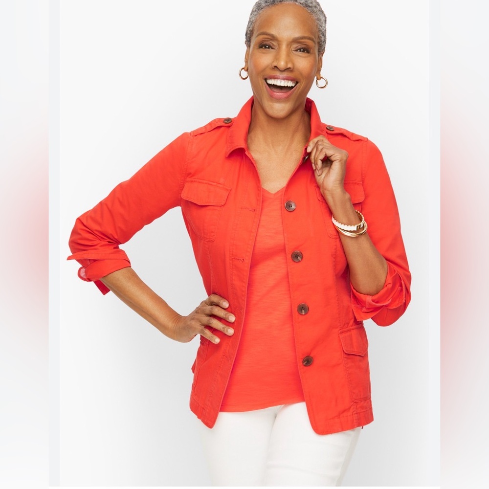 Talbots Montauk Twill Utility Jacket Size Extra Large XL NWT $139 Bright Spring